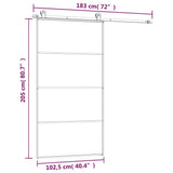 Sliding Door with Hardware Set 102.5x205 cm ESG Glass&Aluminium - Low Angle