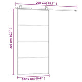 Sliding Door with Hardware Set 102.5x205 cm ESG Glass&Aluminium - Low Angle