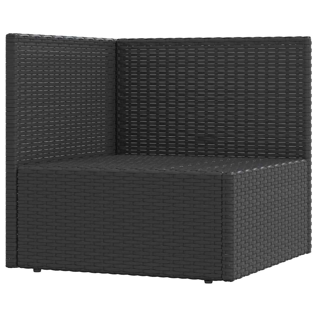 Garden Corner Sofa with Cushions Black Poly Rattan