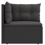 Garden Corner Sofa with Cushions Black Poly Rattan