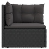 Garden Corner Sofa with Cushions Black Poly Rattan - Top-Down View