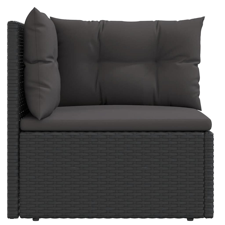 Garden Corner Sofa with Cushions Black Poly Rattan