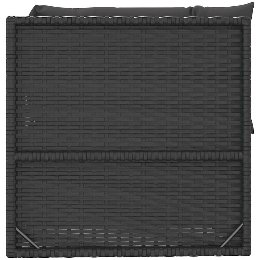 Garden Corner Sofa with Cushions Black Poly Rattan