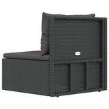 Garden Corner Sofa with Cushions Black Poly Rattan