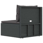 Garden Corner Sofa with Cushions Black Poly Rattan
