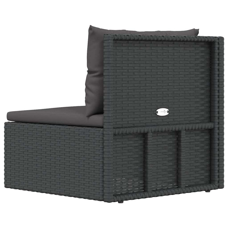 Garden Corner Sofa with Cushions Black Poly Rattan