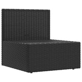 Garden Middle Sofa with Cushions Black Poly Rattan - Side View