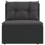 Garden Middle Sofa with Cushions Black Poly Rattan
