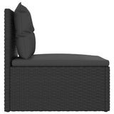 Garden Middle Sofa with Cushions Black Poly Rattan - 45-Degree Angle