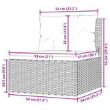 Garden Middle Sofa with Cushions Black Poly Rattan