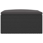 Garden Footstool with Cushion Black Poly Rattan