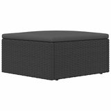 Garden Footstool with Cushion Black Poly Rattan - 45-Degree Angle