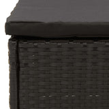 Garden Footstool with Cushion Black Poly Rattan - Rear View