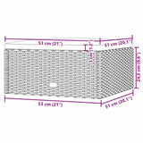 Garden Footstool with Cushion Black Poly Rattan - Close-Up Angle