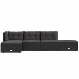5 Piece Garden Lounge Set with Cushions Black Poly Rattan