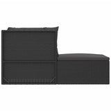 5 Piece Garden Lounge Set with Cushions Black Poly Rattan