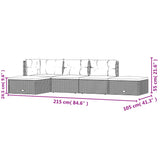 5 Piece Garden Lounge Set with Cushions Black Poly Rattan