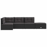 5 Piece Garden Lounge Set with Cushions Black Poly Rattan - Top-Down View