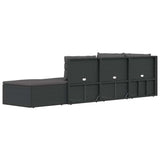 5 Piece Garden Lounge Set with Cushions Black Poly Rattan - Rear View