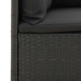 5 Piece Garden Lounge Set with Cushions Black Poly Rattan - Low Angle