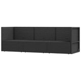 3 Piece Garden Lounge Set with Cushions Black Poly Rattan - Side View