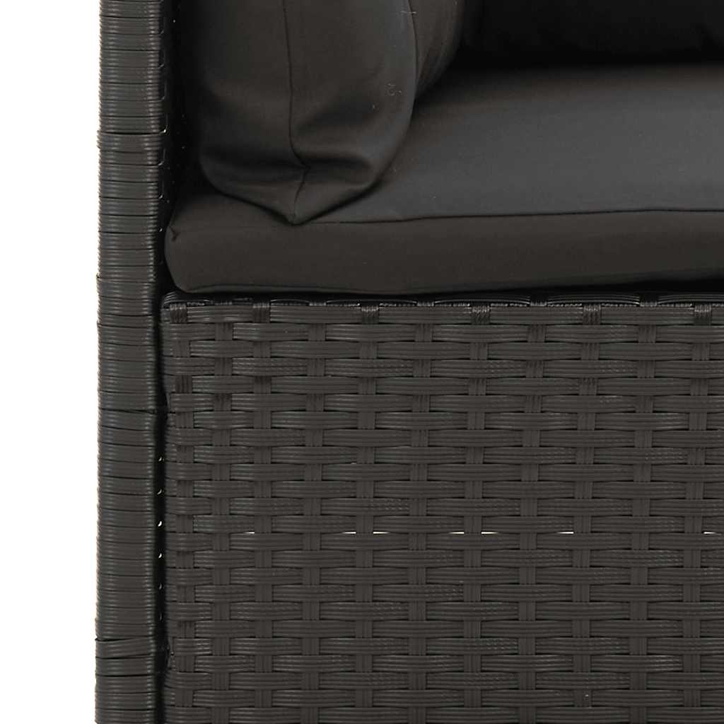 3 Piece Garden Lounge Set with Cushions Black Poly Rattan