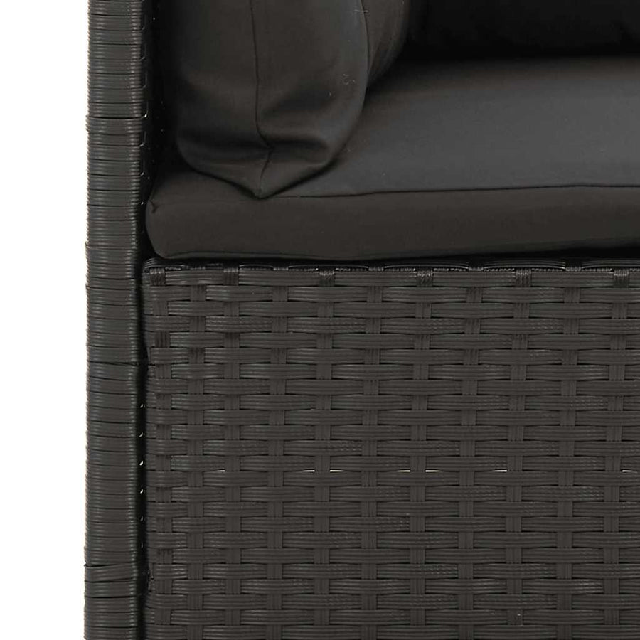 3 Piece Garden Lounge Set with Cushions Black Poly Rattan