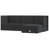 4 Piece Garden Lounge Set with Cushions Black Poly Rattan - Side View