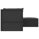 4 Piece Garden Lounge Set with Cushions Black Poly Rattan - 45-Degree Angle
