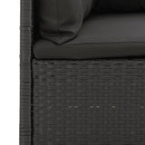 4 Piece Garden Lounge Set with Cushions Black Poly Rattan - Low Angle