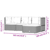 4 Piece Garden Lounge Set with Cushions Black Poly Rattan