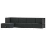 5 Piece Garden Lounge Set with Cushions Black Poly Rattan - Side View