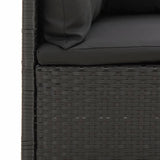 5 Piece Garden Lounge Set with Cushions Black Poly Rattan - Low Angle