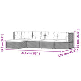 5 Piece Garden Lounge Set with Cushions Black Poly Rattan - Extra Image