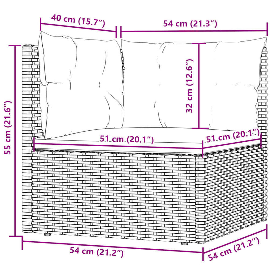 Garden Corner Sofa with Cushions Grey Poly Rattan