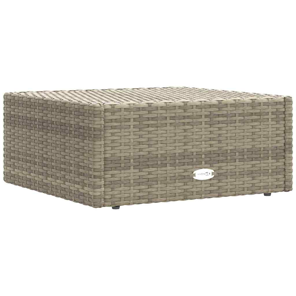 Garden Footstool with Cushion Grey Poly Rattan
