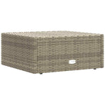 Garden Footstool with Cushion Grey Poly Rattan