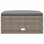 Garden Footstool with Cushion Grey Poly Rattan