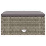 Garden Footstool with Cushion Grey Poly Rattan - Top-Down View