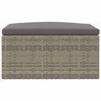 Garden Footstool with Cushion Grey Poly Rattan