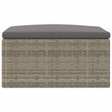 Garden Footstool with Cushion Grey Poly Rattan - 45-Degree Angle