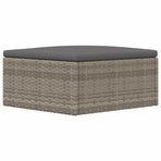 Garden Footstool with Cushion Grey Poly Rattan