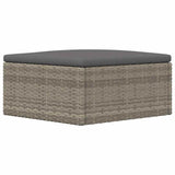 Garden Footstool with Cushion Grey Poly Rattan - Rear View