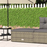 Garden Footstool with Cushion Grey Poly Rattan