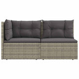 2 Piece Garden Lounge Set with Cushions Grey Poly Rattan - Top-Down View