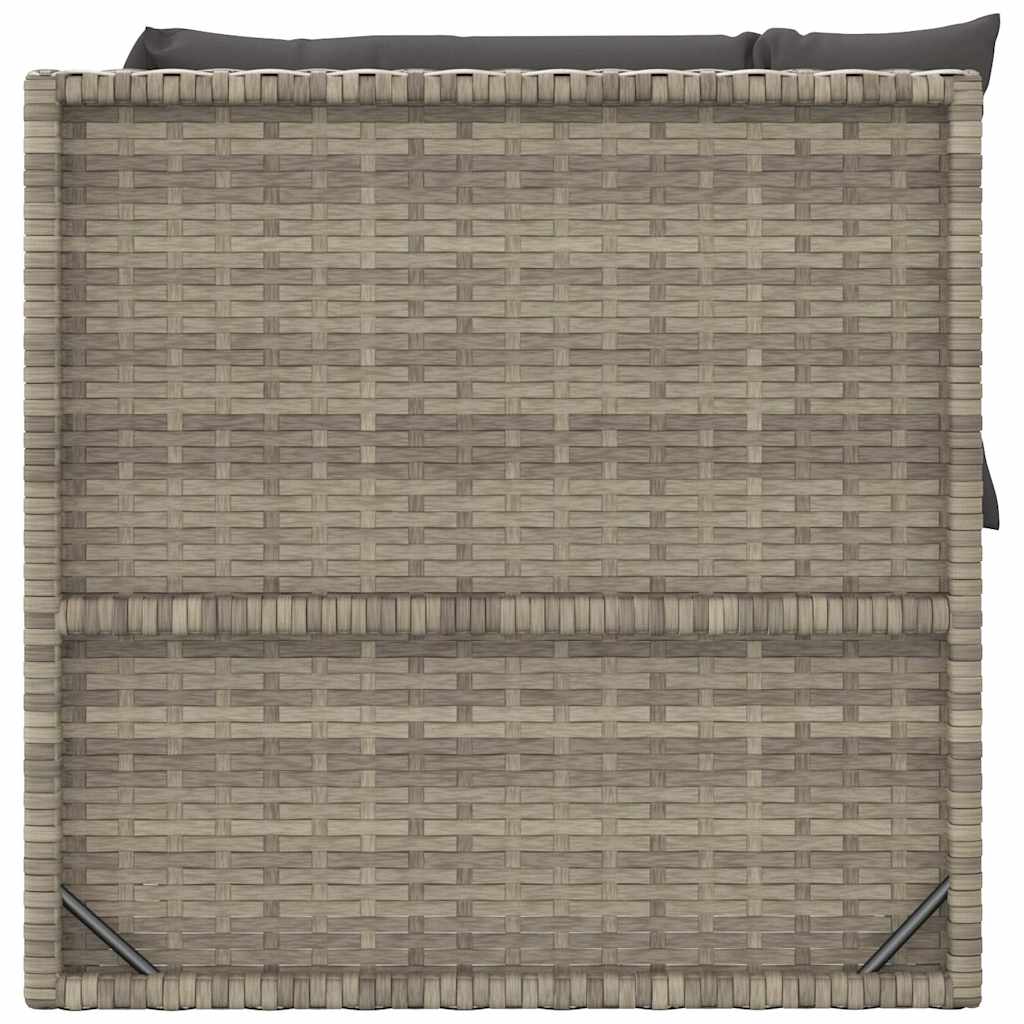 2 Piece Garden Lounge Set with Cushions Grey Poly Rattan