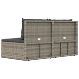 2 Piece Garden Lounge Set with Cushions Grey Poly Rattan - Rear View