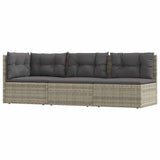 3 Piece Garden Lounge Set with Cushions Grey Poly Rattan