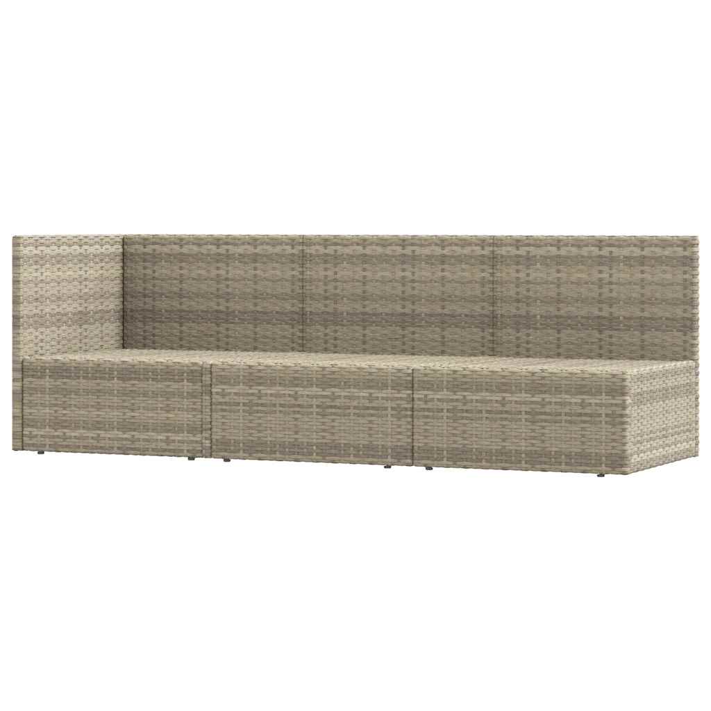3 Piece Garden Lounge Set with Cushions Grey Poly Rattan