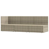 3 Piece Garden Lounge Set with Cushions Grey Poly Rattan - Side View